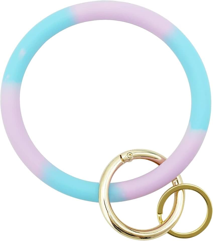 ETHOON Wristlet Keychain Circle Silicone Bangle Keyring Oversized Bracelet Key Ring Holder for Women