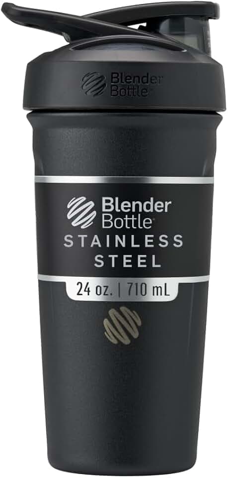BlenderBottle Strada Shaker Cup Insulated Stainless Steel Water Bottle with Wire Whisk