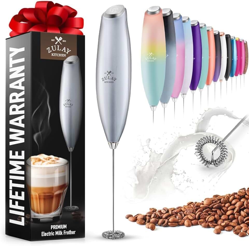 Zulay Powerful Milk Frother for Coffee with Upgraded Titanium Motor - Handheld Electric Whisk