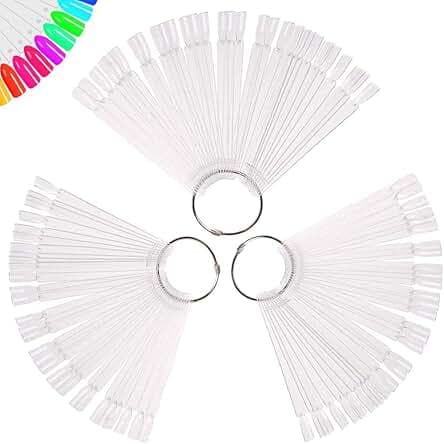 150 Pcs Clear Nail Swatch Sticks with Ring