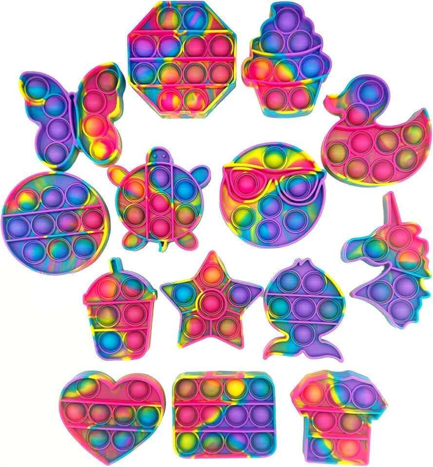 14 Pack Pop Fidget Sensory Toys Party Favors for Kids 4-8 8-12 Year Boys Girls Mini Fidget Toy Bulk Bubbles Popper for Easter Goodie Bag Stuffers Stress Toy for Birthday Classroom Prizes Toddler Toys