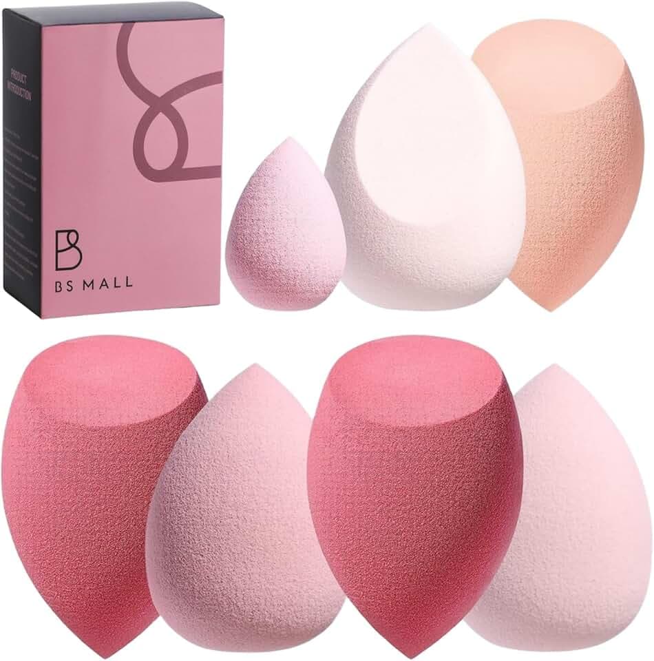 Makeup Sponge Set BS-MALL with Storage Case 7 Pcs for Liquid