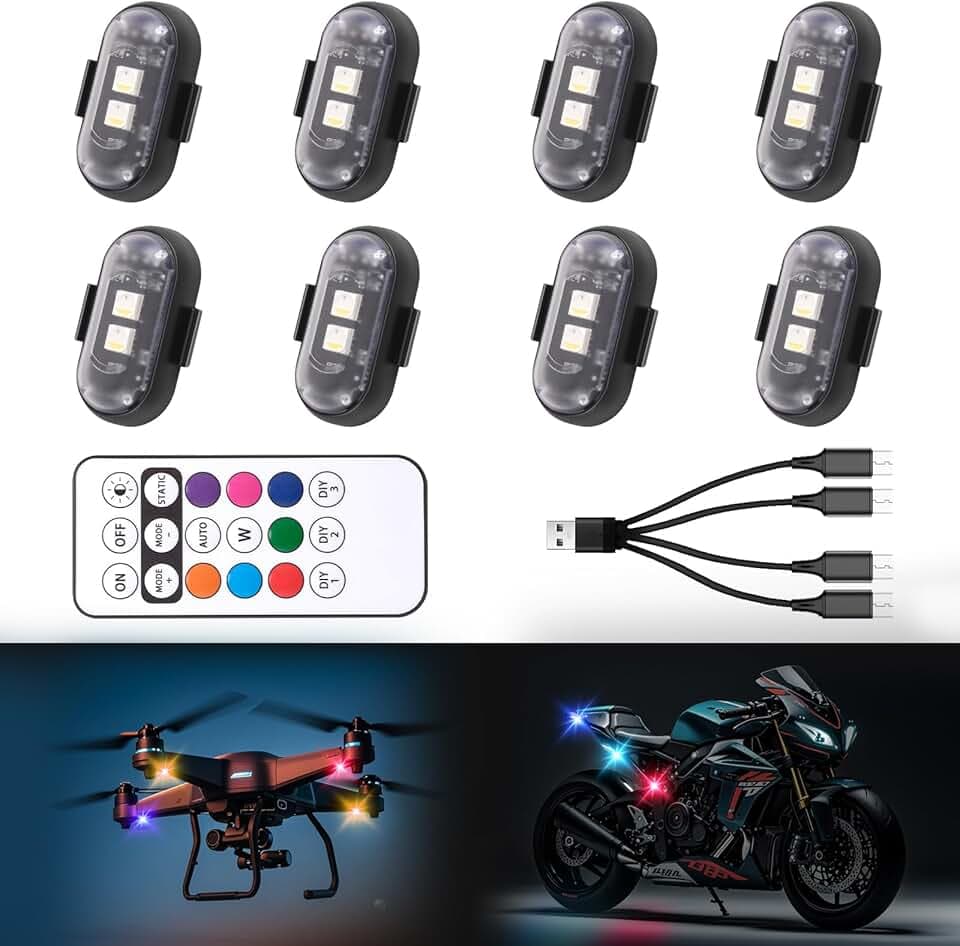 8PCS Wireless LED Strobe Lights with Remote Control