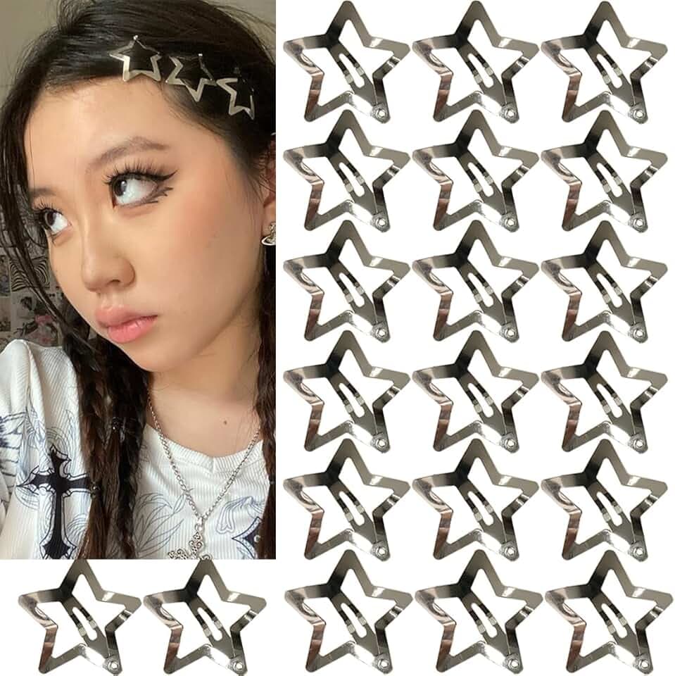 20 PCS 1.22" Star Hair Accessories - Non-Slip Metal Snap Clips and Barrettes for Girls & Women