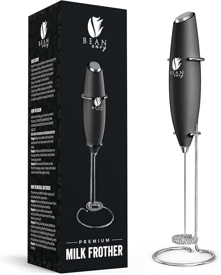 Bean Envy Milk Frother Handheld for Coffee - Electric Hand Blender