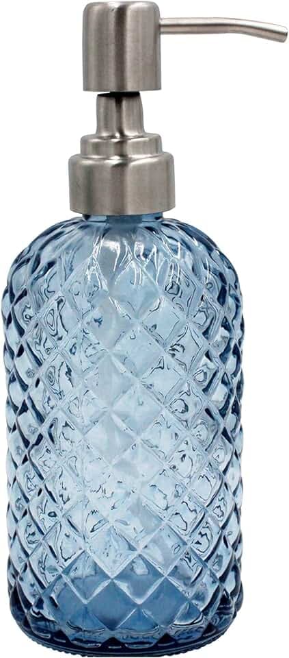 16 oz Diamond Pattern Glass Soap Dispenser