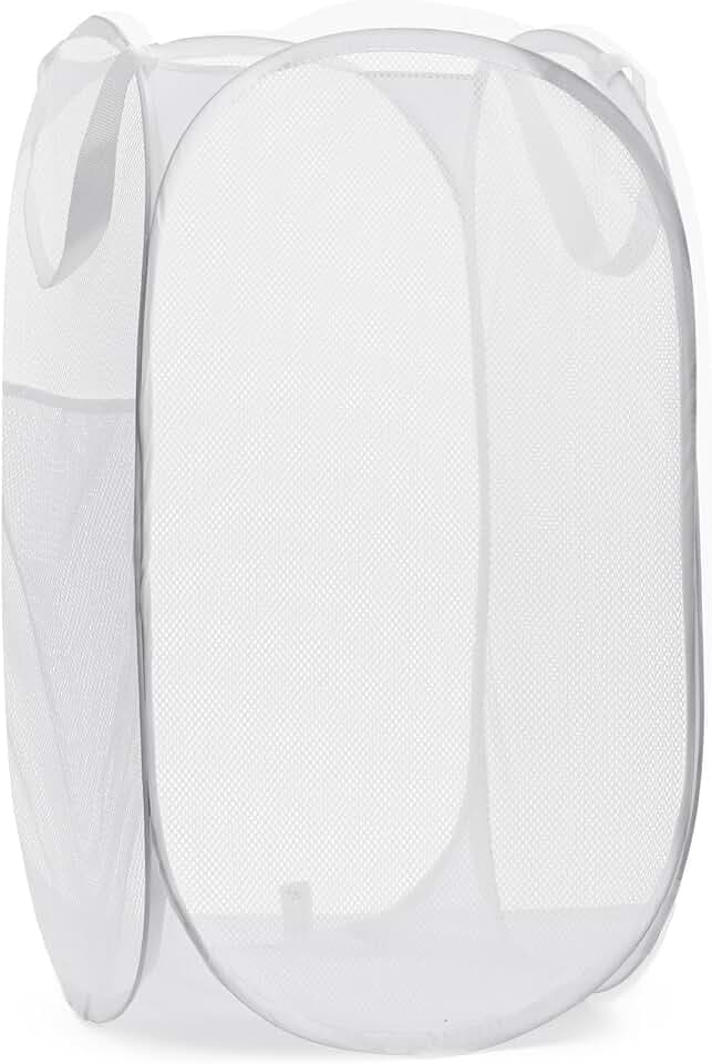 Handy Laundry Collapsible Mesh Pop Up Hamper with Wide Opening and Side Pocket - Breathable