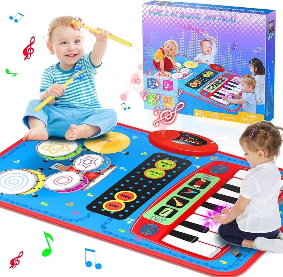 2-in-1 Musical Mat Toys for 1 2 3 4 5 Year Old