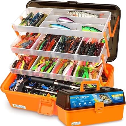 PLUSINNO Large 4-Layer Tackle Box with Tackle Included