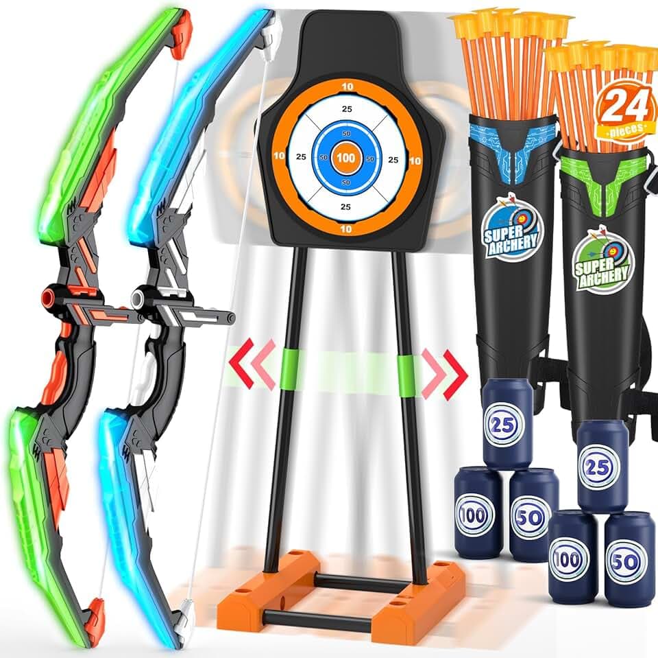 2 Pack Bow and Arrow with Moving Target for Kids