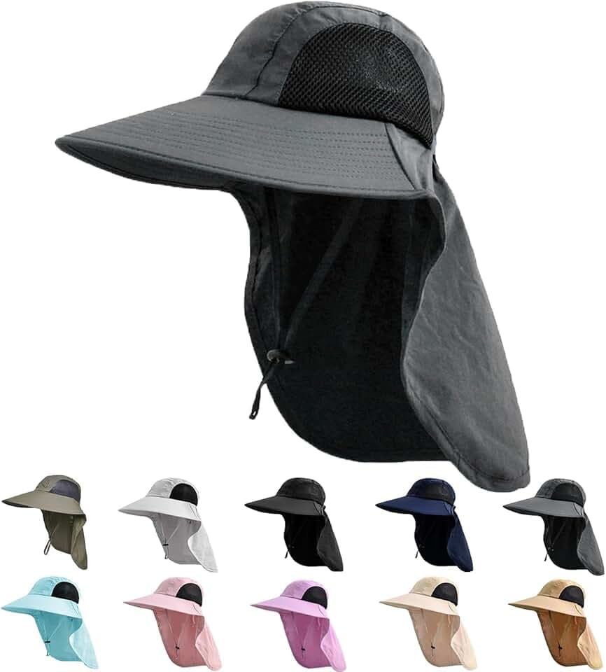 Sun Hat for Men Women with Neck Flap