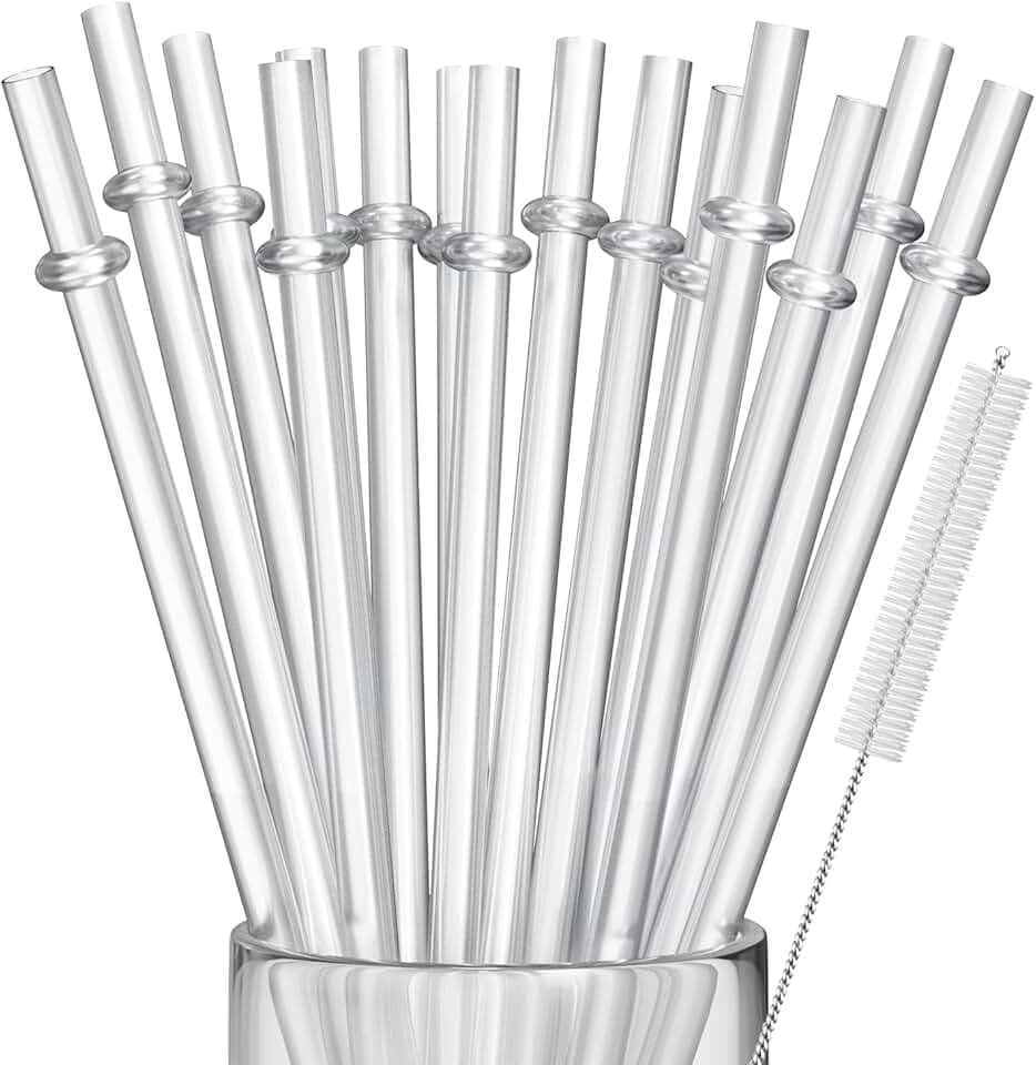 15 Pieces 11 Inch Clear Reusable Plastic Replacement Drinking Straws