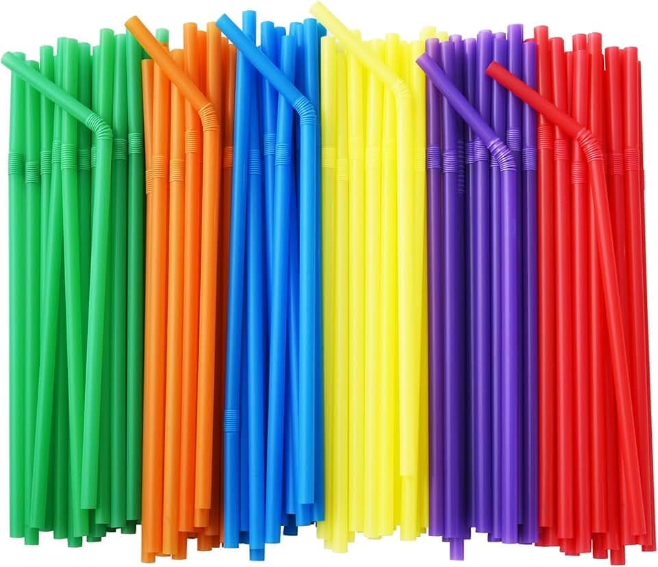ALINK 200-Pack Flexible Drinking Straws