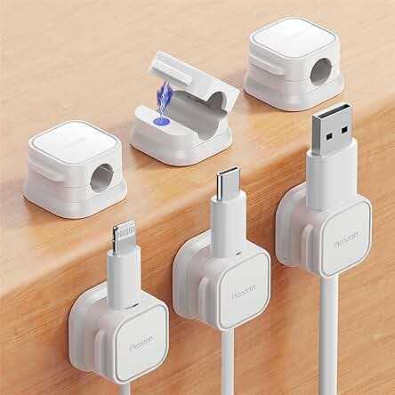 Picozon 6 Pack Magnetic Cable Clip Organizer Cord Holder