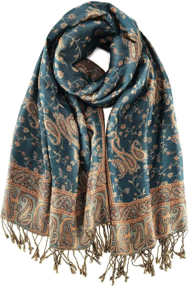 FURTALK Reversible Paisley Pashmina Shawl Wraps for Women Soft Exotic Indian Rave Scarf for Evening Dress Festival Scarves